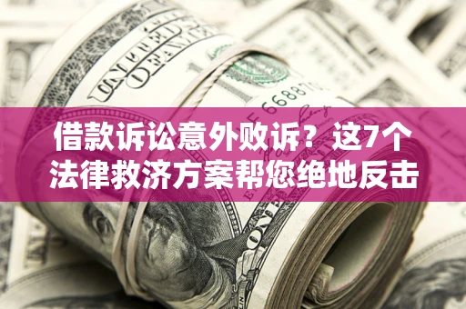 武汉借款诉讼意外败诉？这7个法律救济方案帮您绝地反击！