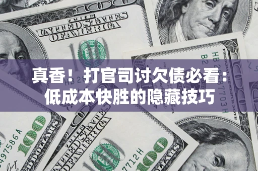 武汉真香！打官司讨欠债必看：低成本快胜的隐藏技巧